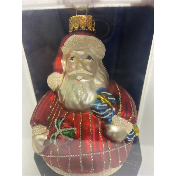 Unique Treasures Hand Made Hanging Christmas Santa Glass Ornament In Case - Picture 7 of 7